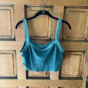 Teal Ribbed Crop Top